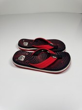 Reef Ahi Kids Flip Flops 11/12 Black Red Casual Slide Slip On Thong Sandals