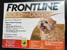Frontline Gold Flea and Tick Control for Smaller Dogs, 5-22 Lbs, 3-Doses 2890