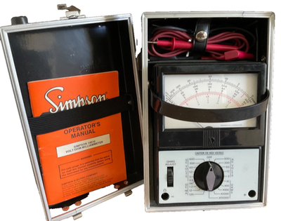 #ad VINTAGE SIMPSON VOLT OHMMILLIAMMETERORIG:CASEOP MANUALLEADSCLIPS*MINT COND* $162.00