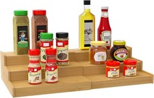 Spice Rack Organizer Cabinet 3 Tier Expandable Bamboo Spice Storage Kitchen