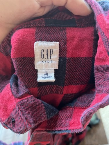 Lot Of 4 Plaid Flannel Button Down Shirts Fleece Snap Blue Boys Size 8 - Picture 3 of 11