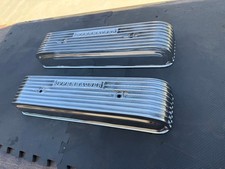 Offenhauser Polished Cast Aluminum Valve Covers 1949 - 1956 Oldsmobile 303 - 324