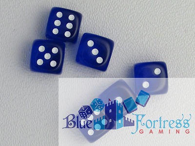 CHESSEX translucent 12mm SET OF 6 D6 BLUE-WHITE DICE MTG WoW WARHAMMER