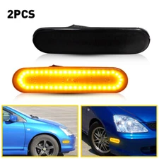 For 02-05 Honda Civic LED Front Side Marker Lights Bumper Turn Signal Lamp Pair