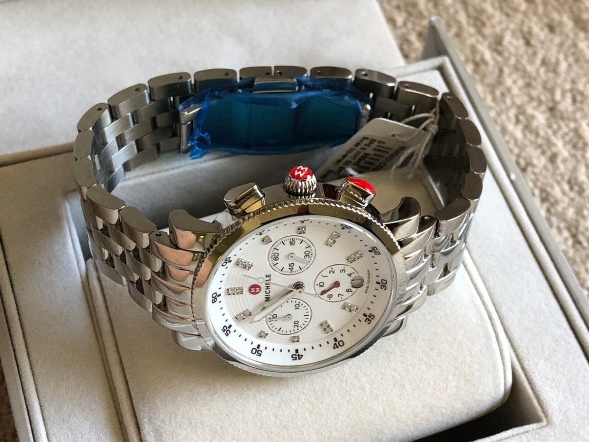 New in box Michele Diamond Silver Sport Sail MWW01C000137 