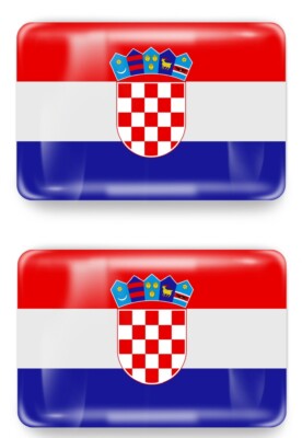 2x 3D Gel Aufkleber Kroatien 3cmx2cm  Flagge Fahne Flag Stickers Emblem Badge