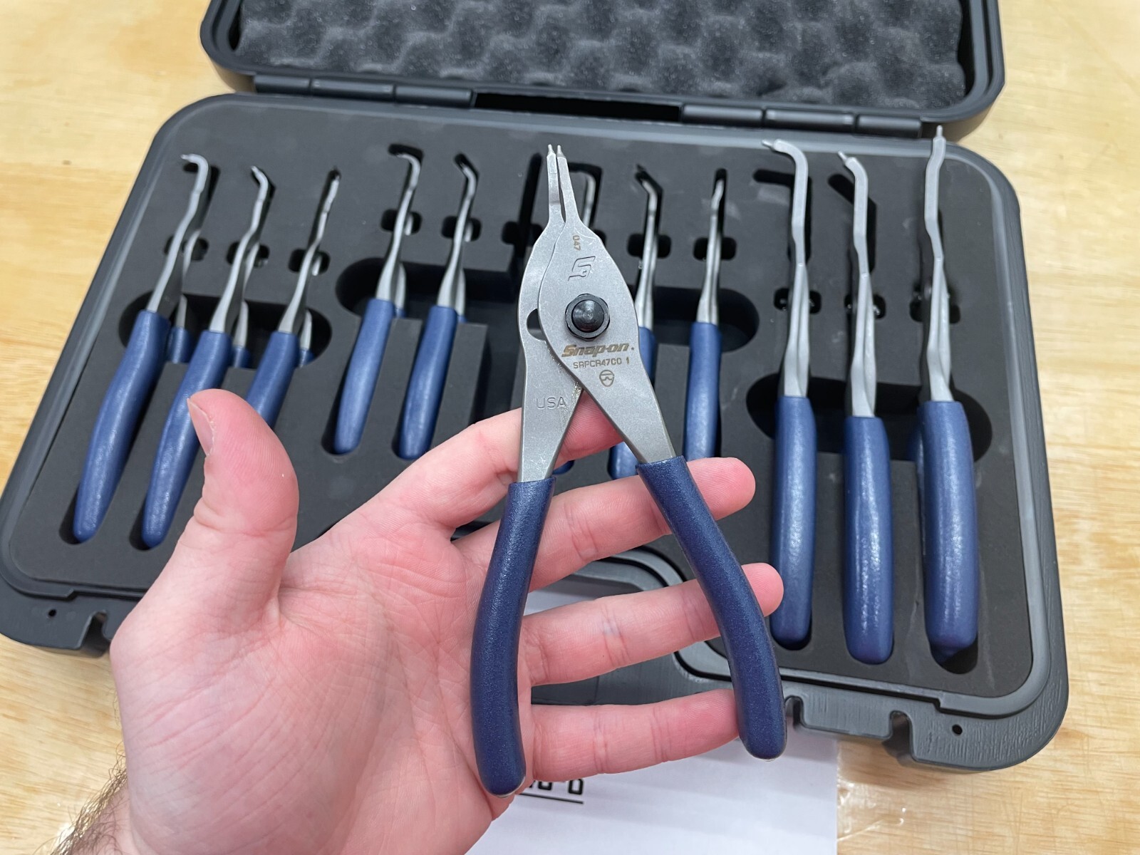 Snapon Tools POWER BLUE 12pc Quick Release Snap Ring Pliers Foam Set