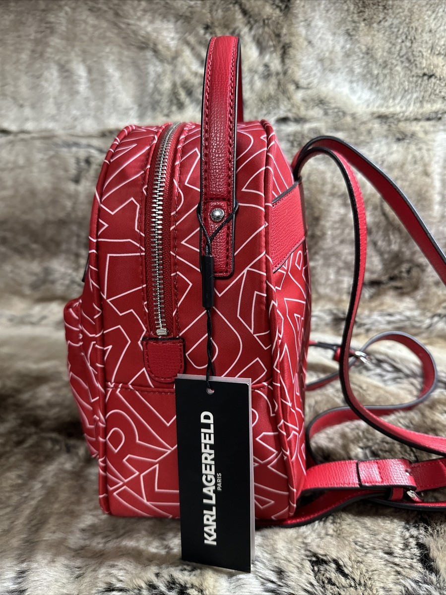 NWT Karl Lagerfeld Paris Red Geo Printed Nylon Red Mini  display picture 2