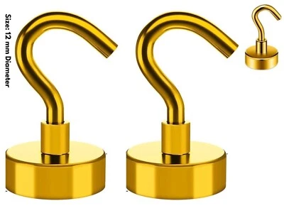 MONEY SAVERS hooks 2/4 pcs golden Neodymium MAGNETIC HOOKS ~ Fridge Magnets Hook ~ HEAVY DUTY