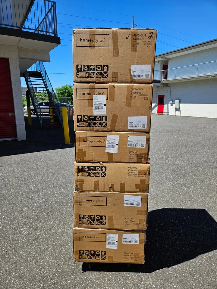 Juego de 4 sillones y otomanas de exterior Palm Springs Homestyles, beige/marrón Foto 2 de 4