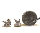 New 925 10k yellow gold .11ct diamond Dove Birds stud earrings unique   — photo 4