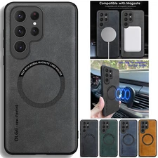 For Samsung Galaxy S22 S23 S24 FE S25 Ultra Magnetic Leather Case Mag-Safe Cover