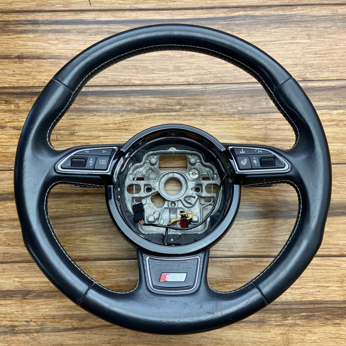 ?13-18 AUDI S6 SPOKE BLACK STEERING WHEEL WITH PADDLES, Heated 