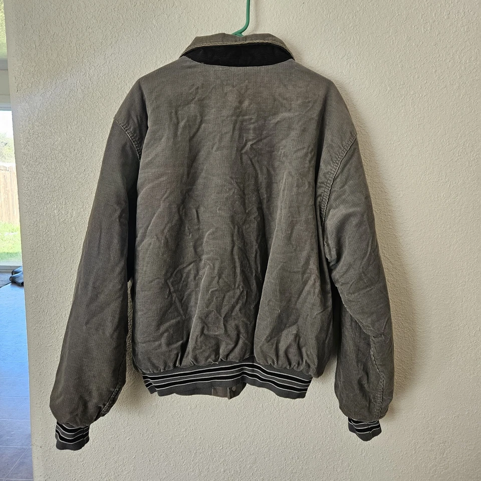 VTG Rennoc John Deere Gray Corduroy Bomber Jacket Quilted USA Made 2XLarge - Image 3 of 4