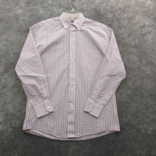 Chaps Men Shirt 15 32 33 White Pink Blue Stretch Collar Wrinkle Free Regular Fit