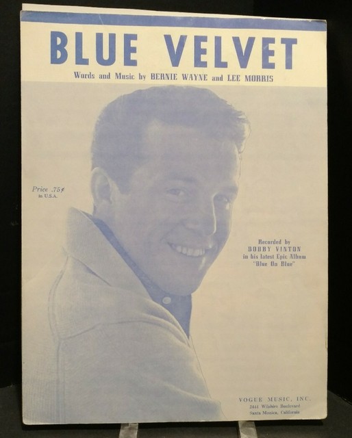 Blue Velvet Sheet Music Bobby Vinton Piano Voice Ukulele 1960s POP F1H
