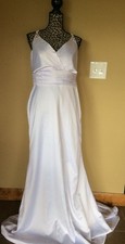Pure White Custom Made/Handmade Beaded Satin Wedding Dress
