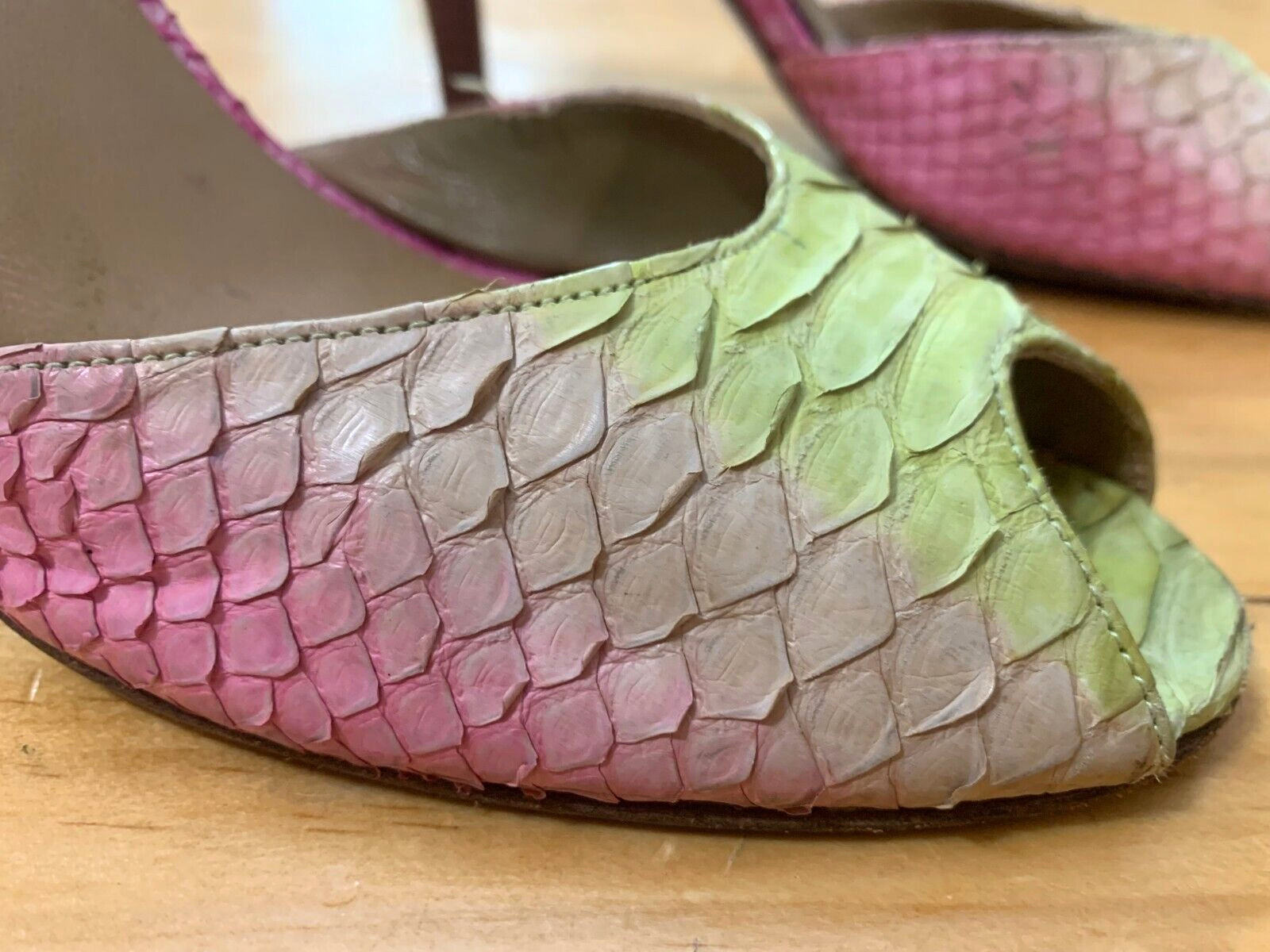 Stuart Weitzman Python Skin Heels Slingback 3 inc… - image 3