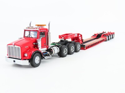 Kenworth T800W Rogers 4-Axle Flip Lowboy - Red - Sword 1:50 Scale