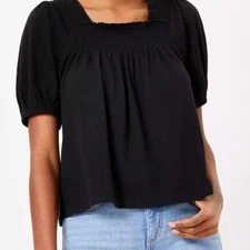 LOFT SMOCKED SQUARE NECK TOP