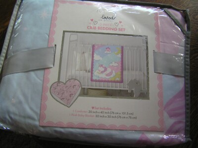Born Loved 2~Pc CRIB BEDDING SET Comforter & Blanket Microfiber UNICORN~~NIP!!