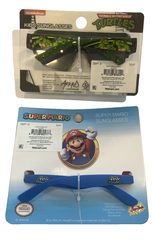 SET - Super Mario & Teenage Mutant Ninja Turtles Kids Sunglasses -FREE SHIPPING - Image 2 of 4
