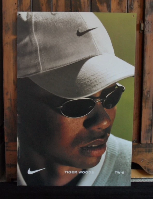 orig. 2001 Nike Sunglasses Store Display 2 Sided Sign TIGER