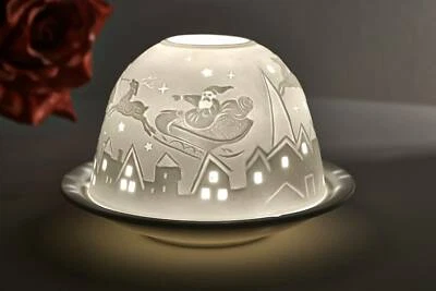 Domelight Bescherung Weihnachten Teelichthalter Windlicht Dekolicht Porzellan - Bild 1 von 4
