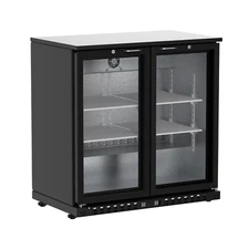 35" Back Bar Cooler Beverage Refrigerator Counter Height Bar Fridge 2 Glass Door