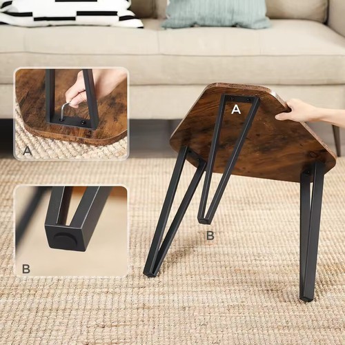 Nesting Coffee Table Set of 3 End Tables Stacking Side Tables Living Room - Picture 5 of 6