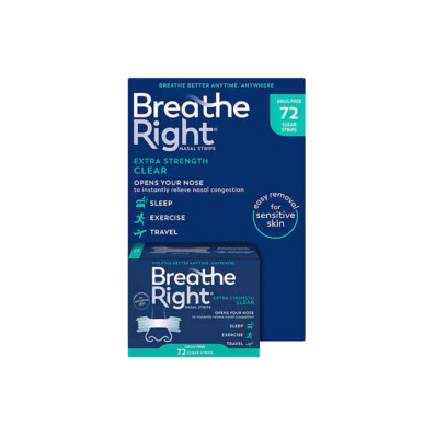 Breathe Right Extra Strength Clear Nasal Strips 72 Ct Allergy Snoring Relief