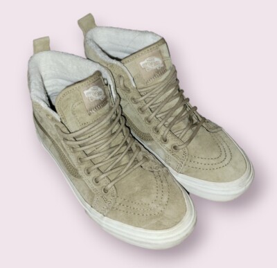 Vans Sk8 Hi Tops Fleece Lined Tan Scotchgard Women's Sz Men's Sz 