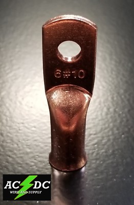 25 Pack - 6 AWG Bare Copper Ring Terminals, 1/2" Hole, Uninsulated Electrical Lugs 8 thumbnail image