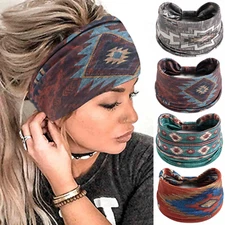 Stylish Boho Headbands for Women - 4 Pack Elastic Hair Accessories