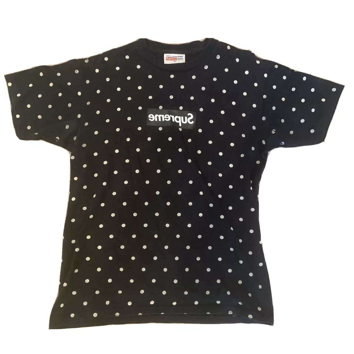 Supreme x comme des garcons CDG Polka Dot box logo T Shirt M Black