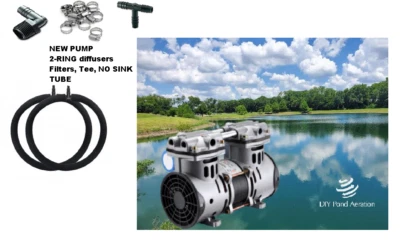DIY POND AERATION Professional Fish Pond Aerator KIT w/ 2-48" Diffusers +1/2hp Compressor 1+acre