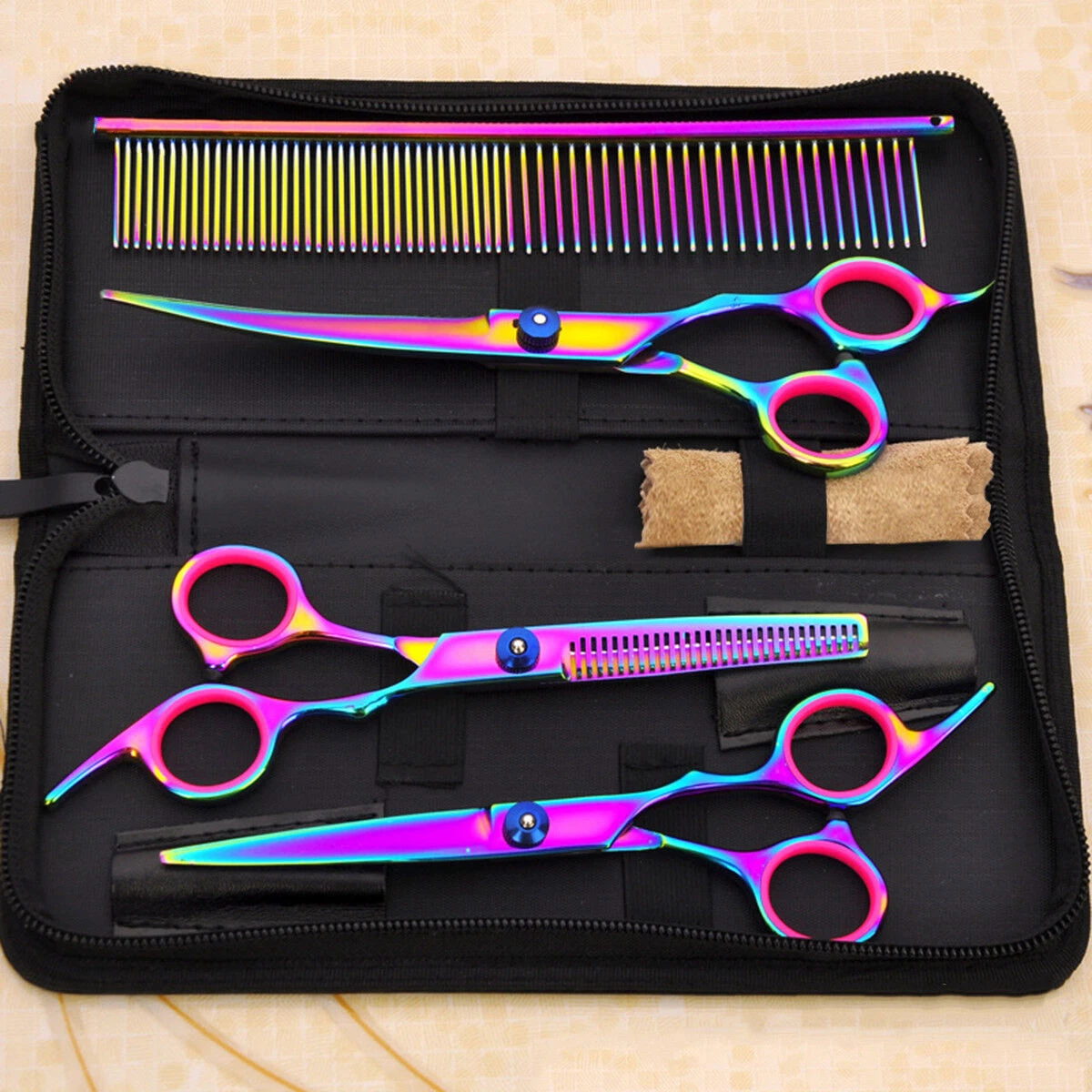 Professional Pet Dog Grooming Scissors Set Straight&Curved&Thinning Cat Shears