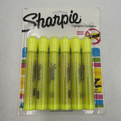 Sharpie Accent Tank Style Highlighter Chisel Tip Fluorescent Yellow 6/Set
