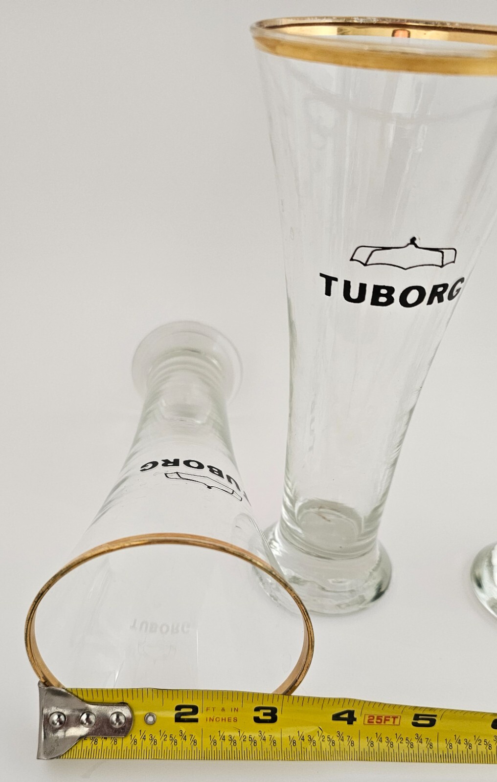 4 VINTAGE GOLD RIM BEER GLASSES eBay