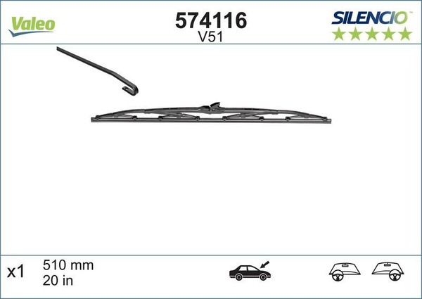 Valeo 574116 Wischblatt FüR Peugeot Proton Renault Rover Saab Seat Skoda Smart-image