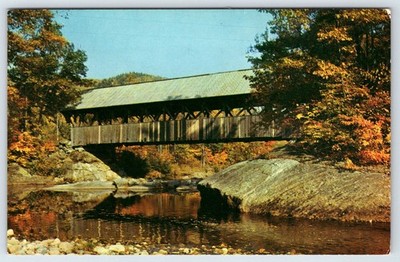 Postcard Artists Bridge Newry Maine Covered Bridge Autumn Scene