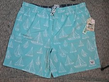 Spicy Tuna Men's Sea Blue Swim Shorts Elastic Waist Drawstring Lined NWT