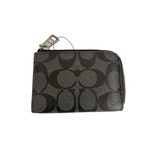 Coach coin case PVC black allover pattern women's signature wallet