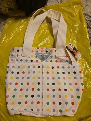Vintage New Roxy 6482 Tote with Multicolor Dots and Matching Wallet - New