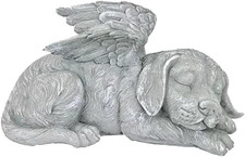 Dog Angel Wings Ornament Dog Angel Statue Mini Animal Statu for Garden Tombstone