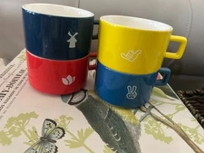 Dutch Bros Set of 4 Stackable Mugs Cups Multicolored - Retired   NO BOX