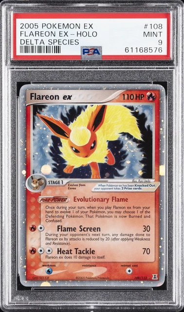 2005 POKEMON EX DELTA SPECIES #108 FLAREON EX-HOLO PSA 9
