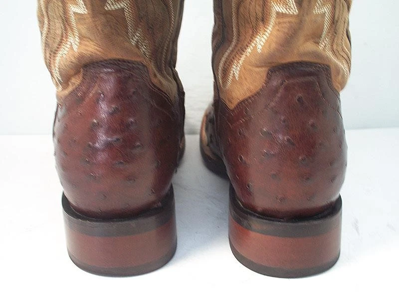 BOTAS VAQUERAS DAN POST HOMBRE 10 D MARRÓN ALAMOSA PLUMA COMPLETA AVESTRUZ Foto 3 de 4