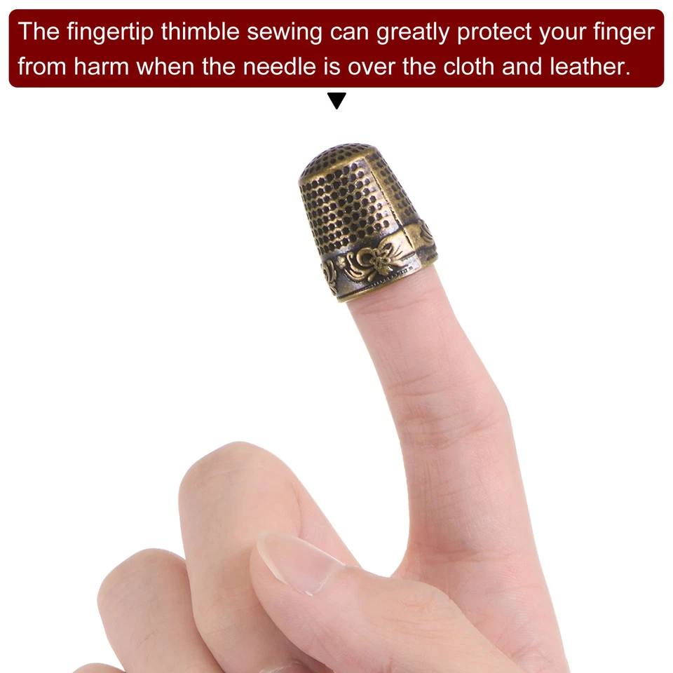 4pcs Sewing Thimble Copper Sewing Thimble Finger Protector, Bronze Foto 4 de 4