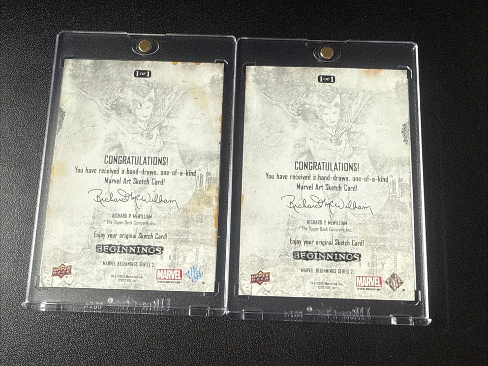 Marvel Beginnings II Sketch Card Set 1/1 Originals Hand-Drawn Upper Deck Rare - Image 2 of 2